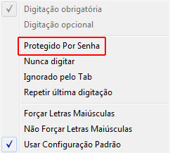 Proteção de campo por senha - Configuração